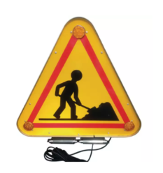 TRIANGLE DE CHANTIER LED 700MM RABATTABLE DOUBLE FACE