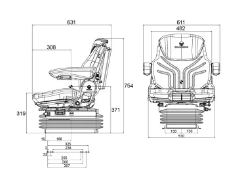 SIEGE PNEUMATIQUE MAXIMO COMFORT PLUS TISSU MSG95A/731 GRAMMER