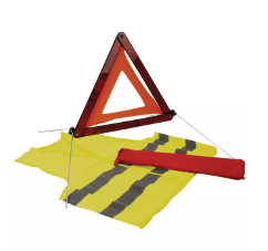 GILET JAUNE TRIANGLE DE PRESIGNALISATION ET POCHETTE DE RANGEMENT