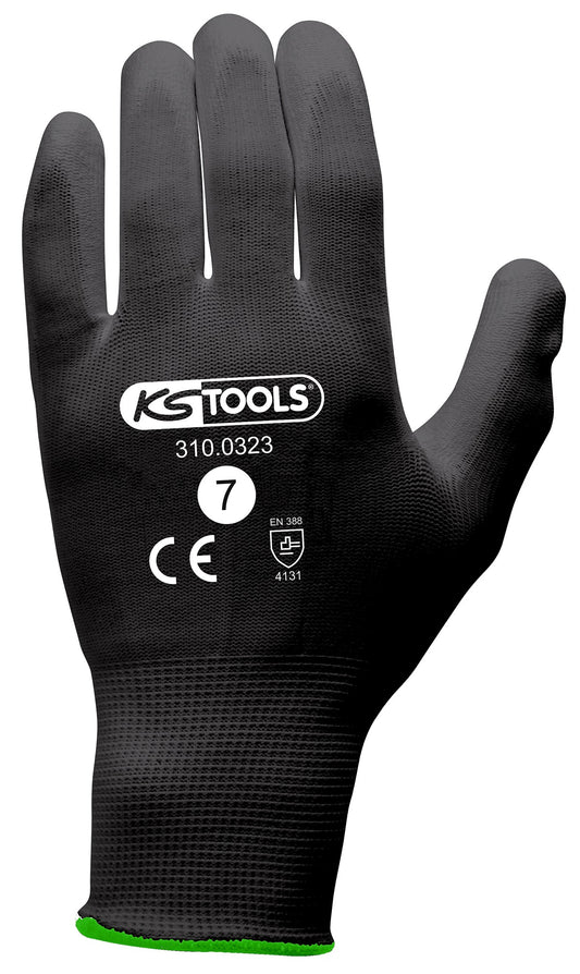 Gants microfibres noirs x 12 paires T.7 - KS TOOLS