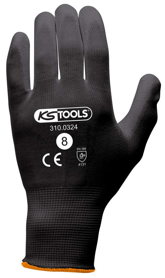 Gants microfibres noirs x 12 paires T.8 - KS TOOLS